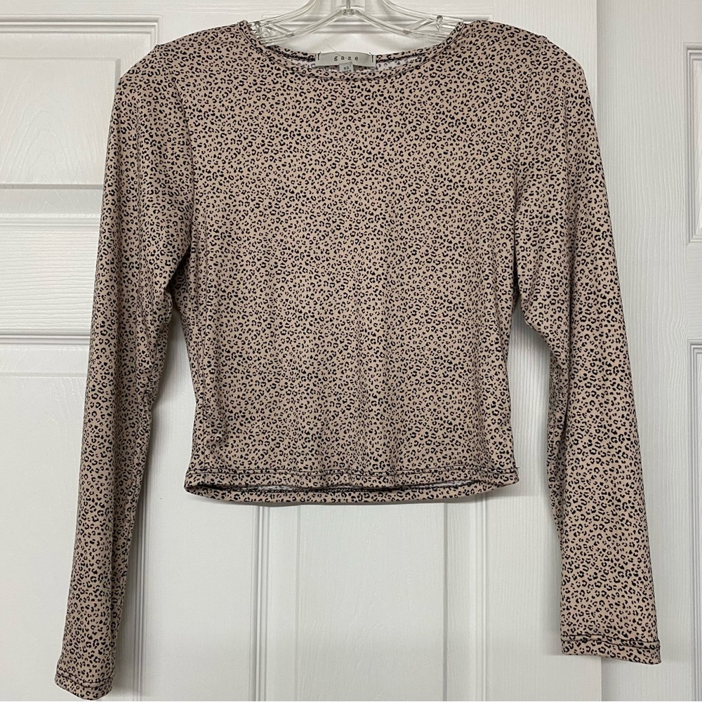 Gaze Cropped Animal Print Super Soft Stretchy Pullover Top Sz XS NWOT